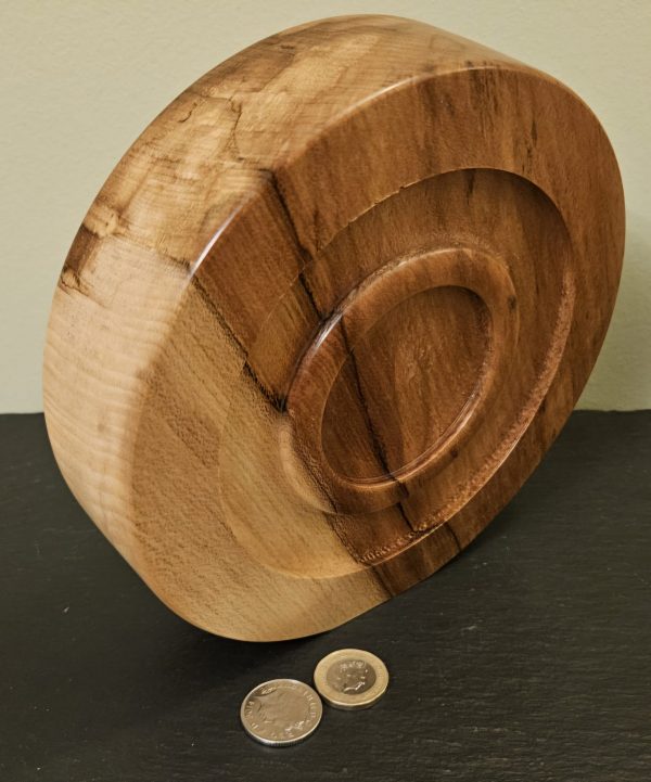 18cm Sycamore Wood Clock, two tone Gold coloured face and bezel - Image 2