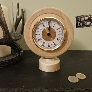 Beautiful Sycamore Wood Clock, white/gold face