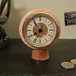 Cypress Wood Clock, white/gold face