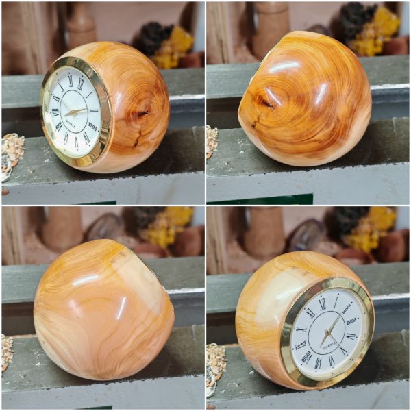 Yew Wood Ball clocks, Various faces available... - Image 3